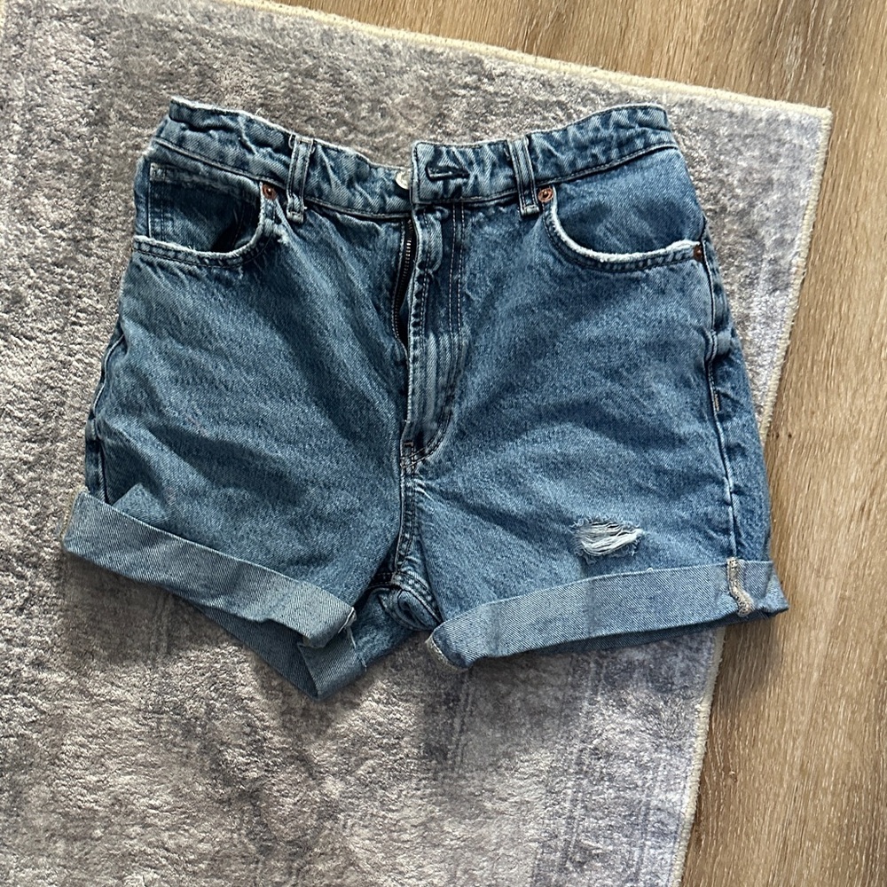 Zara High Waist Blue Denim Women's Shorts